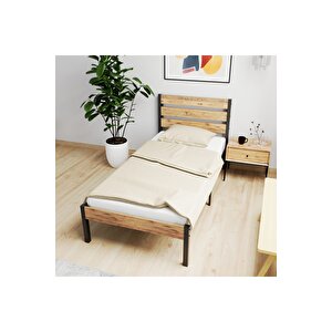 Arowana Tek Kişilik Metal Ahşap Karyola