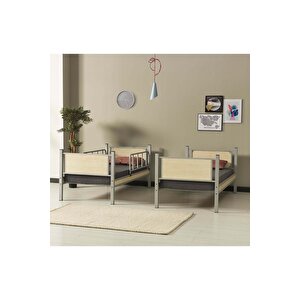 Yurt Genç Çocuk Odası Metal Ahşap Ranza Ve Karyola 90x200