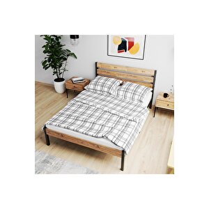 Arowana Çift Kişilik Metal Ahşap Karyola