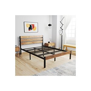 Arowana Çift Kişilik Metal Ahşap Karyola