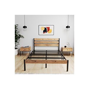 Arowana Çift Kişilik Metal Ahşap Karyola