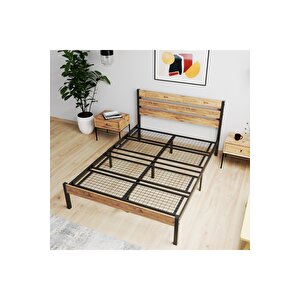 Arowana Çift Kişilik Metal Ahşap Karyola