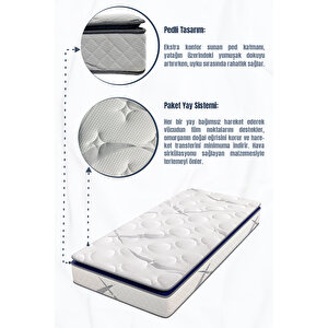 Aqualis Tek Kişilik Pedli Paket Yaylı Yatak 30 Cm