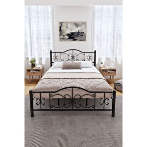 Pero Çift Kişilik Ferforje Metal Karyola Siyah 140x200