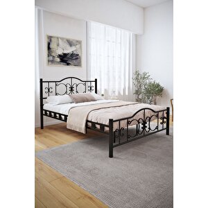 Pero Çift Kişilik Ferforje Metal Karyola Siyah 160x200 cm