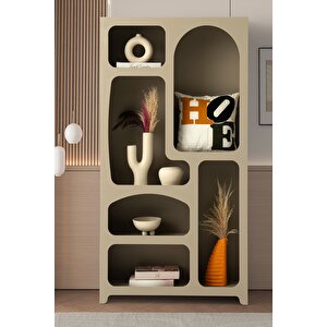 Nevada Bohem Kitaplık Dekoratif Büyük Duvar Rafı Kitaplık 6 Bölmeli Mdf  Beyaz