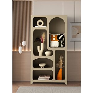 Nevada Bohem Kitaplık Dekoratif Büyük Duvar Rafı Kitaplık 6 Bölmeli Mdf  Cappicino