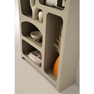 Nevada Bohem Kitaplık Dekoratif Büyük Duvar Rafı Kitaplık 6 Bölmeli Mdf  Cappicino