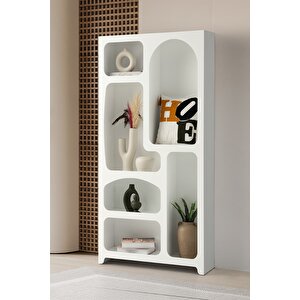 Nevada Bohem Kitaplık Dekoratif Büyük Duvar Rafı Kitaplık 6 Bölmeli Mdf  Cappicino