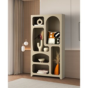 Nevada Bohem Kitaplık Dekoratif Büyük Duvar Rafı Kitaplık 6 Bölmeli Mdf  Cappicino