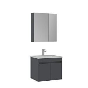 Side 65 Cm Kapaklı Banyo Dolabı Takımı Antrasit