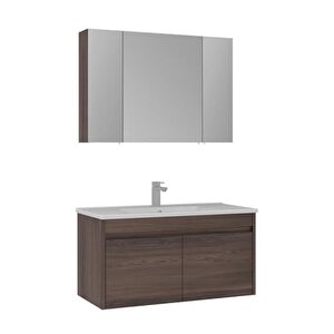 Side 100 Cm Kapaklı Banyo Dolabı Takım Navaro-koyu Meşe