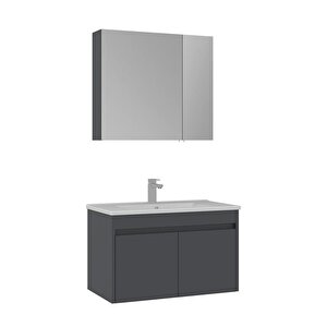 Side 85 Cm Kapaklı Banyo Dolabı Takım Antrasit