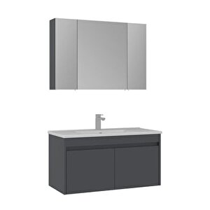 Side 100 Cm Kapaklı Banyo Dolabı Takım Antrasit