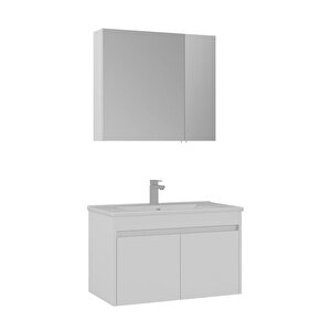 Side 85 Cm Kapaklı Banyo Dolabı Takım Parlak Beyaz