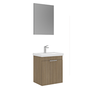 Desna 50 Cm Asma Banyo Dolabı Set, Düz Ayna Budva (açık Meşe)