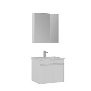 Side 65 Cm Kapaklı Banyo Dolabı Takım Parlak Beyaz