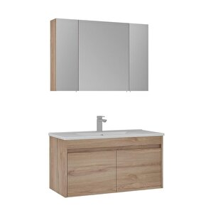 Side 100 Cm Kapaklı Banyo Dolabı Takım Legnano - Açık Meşe