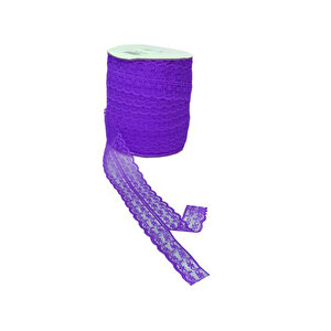Kurdela Dantelli Çift 2 Katlı 5 Cm (10 Metre)  Mor