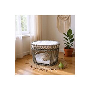 Tasaryum Çift Katlı Kedi Yatağı Kedi Ranzası, İskandinav Kedi Evi Gri