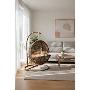 Pet Lüxperi Kedi Salıncağı & Kedi Yatağı & Kafesi 38x45x65 Cm Kahve