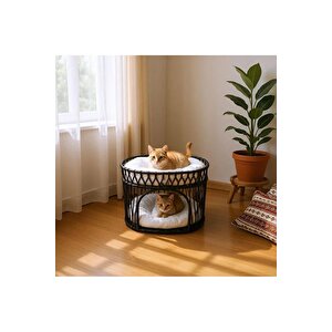 Reyo Tasaryum Çift Katlı Kedi Yatağı Kedi Ranzası, İskandinav Kedi Evi Antrasit