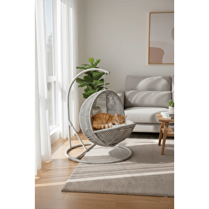 Pet Lüxperi Kedi Salıncağı & Kedi Yatağı & Kafesi 38x45x65 Cm Açık Gri