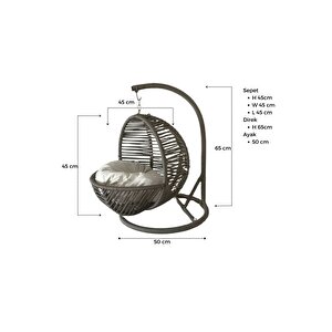Reyo Pet Lüxperi Kedi Salıncağı & Kedi Yatağı & Kafesi 38x45x65 Cm Açık Gri