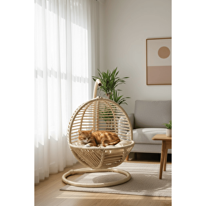 Pet Lüxperi Kedi Salıncağı & Kedi Yatağı & Kafesi 38x45x65 Cm Krem