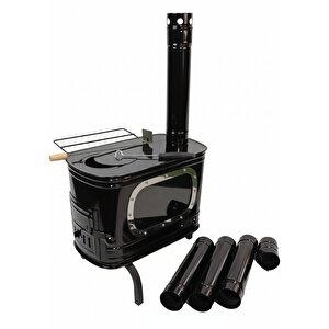 Genco Gk04 Fırınsız Camlı Kamp Sobası Taşınabilir Çadır Şöminesi