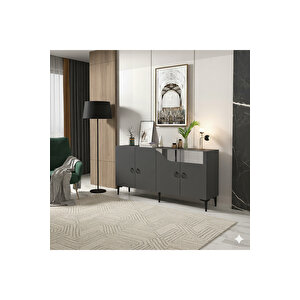 Ka1514as Gama150 Konsol, Kahve Köşesi̇, Tv Sehpasi Antrasi̇t-silver 150cm