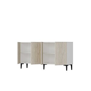 Ka1513bt Zeynep150 Konsol, Tv Sehpasi Beyaz-traverten Kapak 150cm