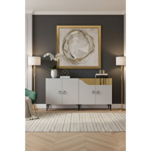 Ka1514bg Gama150 Konsol, Kahve Köşesi̇, Tv Sehpasi Beyaz-gold 150cm Beyaz gold