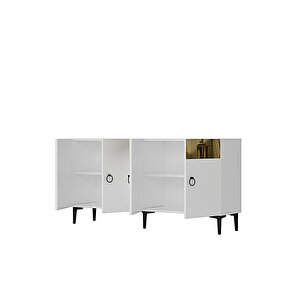 Ka1514bg Gama150 Konsol, Kahve Köşesi̇, Tv Sehpasi Beyaz-gold 150cm