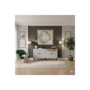 Ka1514bg Gama150 Konsol, Kahve Köşesi̇, Tv Sehpasi Beyaz-gold 150cm