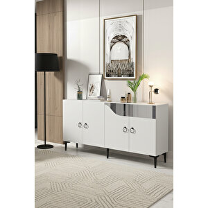 Ka1514bs Gama150 Konsol, Kahve Köşesi̇, Tv Sehpasi Beyaz-silver 150cm Beyaz