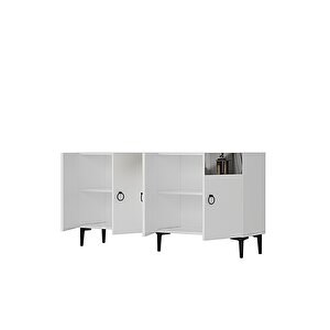 Ka1514bs Gama150 Konsol, Kahve Köşesi̇, Tv Sehpasi Beyaz-silver 150cm