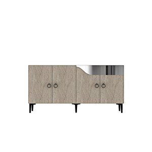 Ka1514bts Gama150 Konsol, Kahve Köşesi̇, Tv Sehpasi Beyaz-traverten Kapak-silver 150cm Beyaz-Gümüş