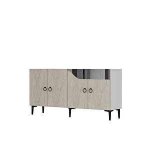 Ka1514bts Gama150 Konsol, Kahve Köşesi̇, Tv Sehpasi Beyaz-traverten Kapak-silver 150cm Beyaz-Gümüş