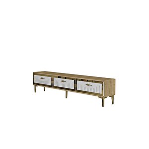 Tsa1802dbg - Tuna Tv Stand, Tv Sehpasi Safi̇rmeşe-beyaz-gold 180cm
