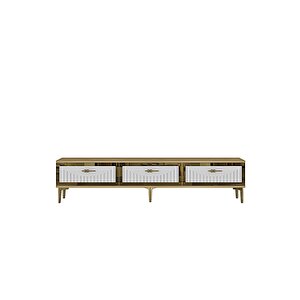 Tsa1802dbg - Tuna Tv Stand, Tv Sehpasi Safi̇rmeşe-beyaz-gold 180cm