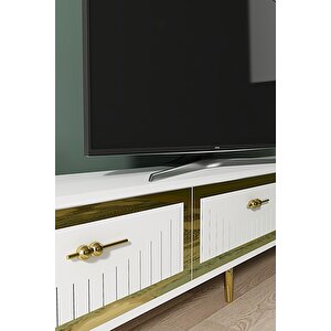 Tsa1802bg - Tuna Tv Stand, Tv Sehpasi Beyaz-gold 180cm Beyaz gold