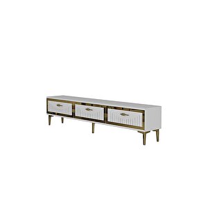 Tsa1802bg - Tuna Tv Stand, Tv Sehpasi Beyaz-gold 180cm
