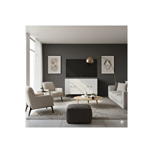 Ka1204bg Simple120 Konsol, Kahve Köşesi̇ Ve Tv Sehpasi Beyaz-gold 120cm Beyaz