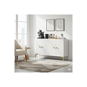 Ka1204bg Simple120 Konsol, Kahve Köşesi̇ Ve Tv Sehpasi Beyaz-gold 120cm Beyaz