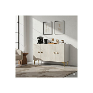 Ka1204btg Simple120 Konsol, Kahve Köşesi̇ Ve Tv Sehpasi Beyaz-traverten-gold 120cm Traverten