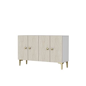 Ka1204btg Simple120 Konsol, Kahve Köşesi̇ Ve Tv Sehpasi Beyaz-traverten-gold 120cm