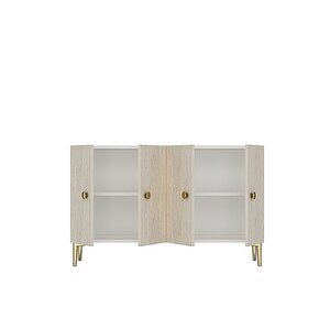 Ka1204btg Simple120 Konsol, Kahve Köşesi̇ Ve Tv Sehpasi Beyaz-traverten-gold 120cm
