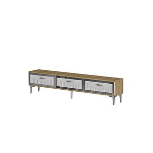 Tsa1802dbs - Tuna Tv Stand, Tv Sehpasi Safi̇rmeşe-beyaz-silver 180cm