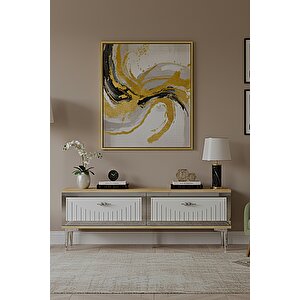 Tsa1204dbg - Tunatv120 Tv Stand, Tv Sehpasi Safi̇rmeşe-beyaz-silver 120cm Safirmeşe-Gümüş